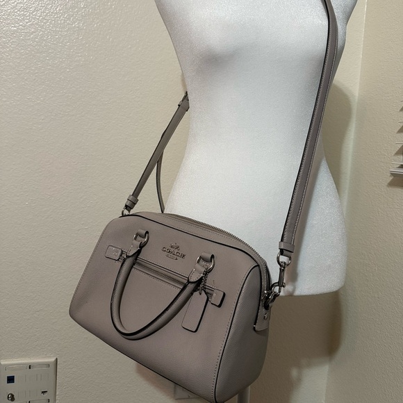 Coach Pebbled Leather Satchel in Light Gray - Picture 3 of 6